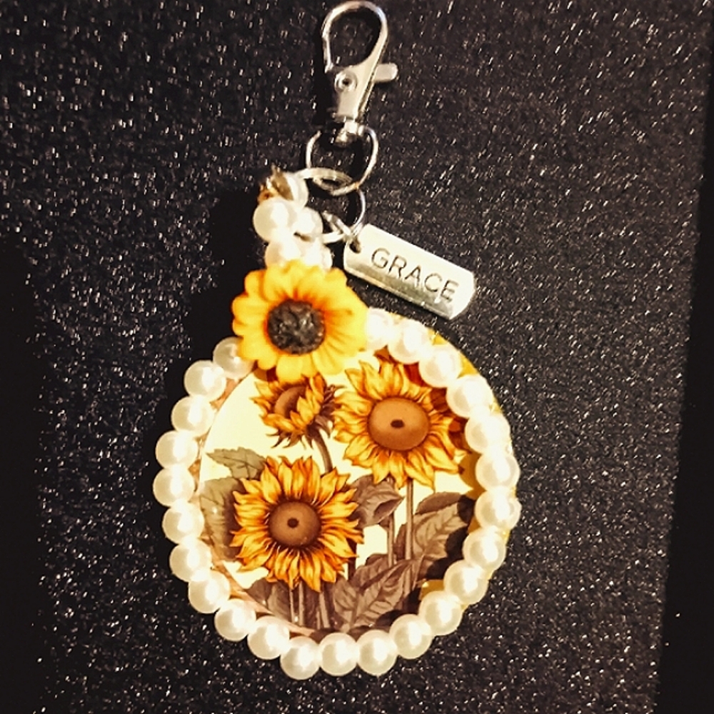 One Of A Kind Sunflower Bag Charm